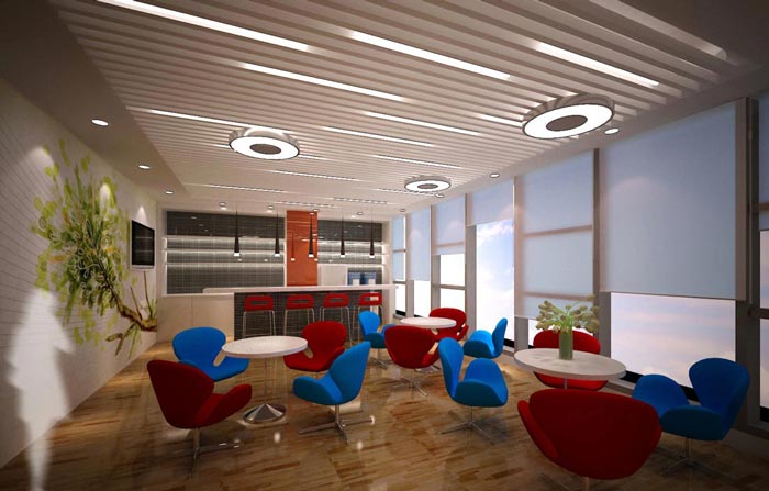 航空科技公司辦公室休息區(qū)域裝修設(shè)計案例效果圖