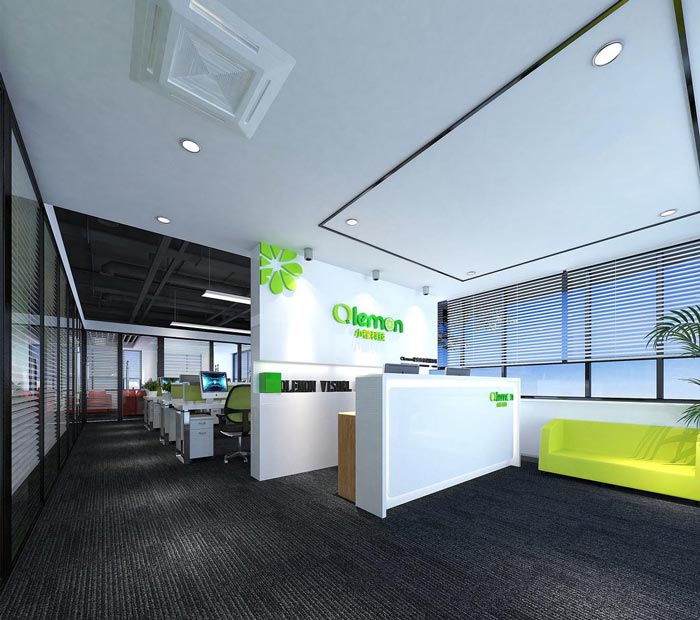 150平方小型創(chuàng)意辦公室前臺(tái)裝修設(shè)計(jì)案例效果圖