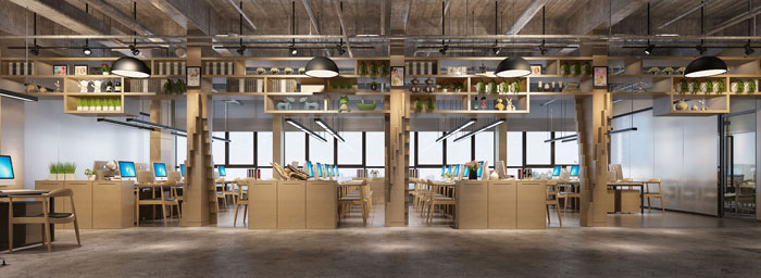 1050平方大型創(chuàng)意辦公室辦公區(qū)域裝修設(shè)計(jì)案例效果圖