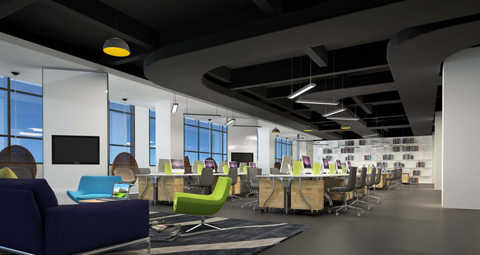 1800平方大型創(chuàng)意辦公室辦公區(qū)域裝修設(shè)計(jì)案例效果圖