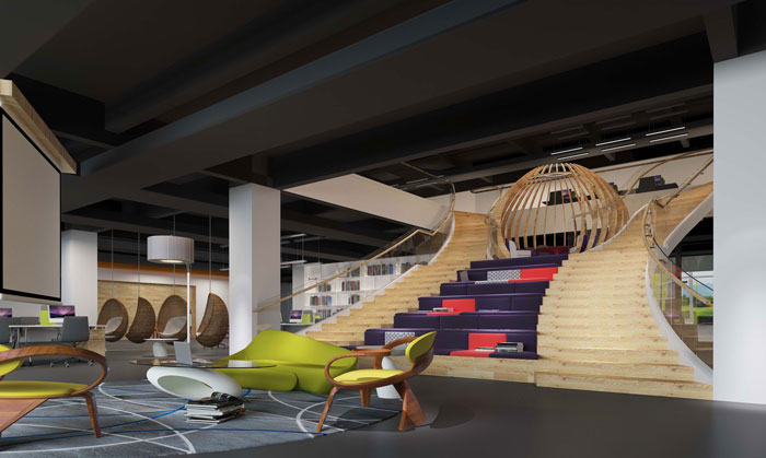 1500平方大型創(chuàng)意辦公室休息區(qū)域裝修設(shè)計(jì)案例效果圖