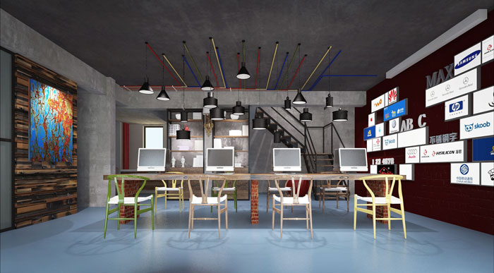 210平方小型創(chuàng)意辦公室辦公區(qū)域裝修設(shè)計案例效果圖