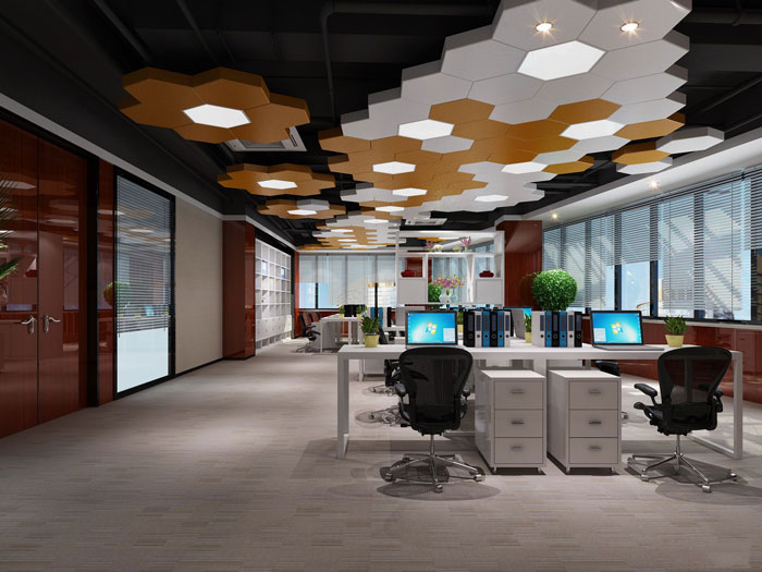750平方中型辦公室A區(qū)辦公區(qū)域裝修設(shè)計案例效果圖