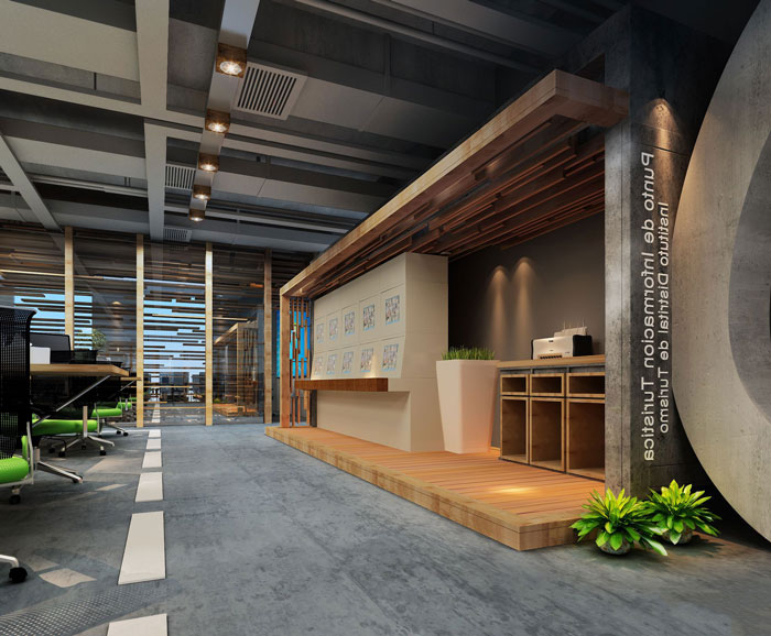 1100平方大型創(chuàng)意辦公室過(guò)道裝修設(shè)計(jì)案例效果圖