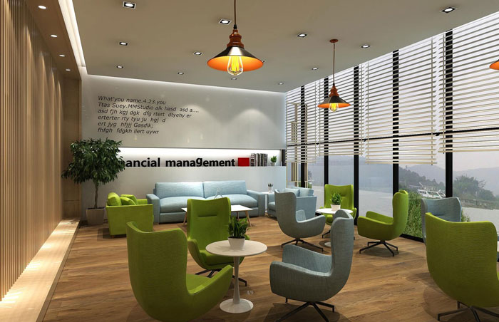 560平方中型辦公室前臺(tái)接待區(qū)域裝修設(shè)計(jì)案例效果圖