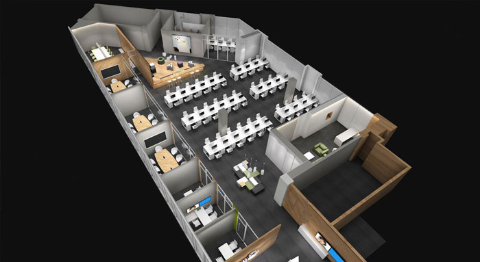 320平方小型辦公室裝修設(shè)計俯視圖