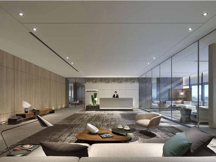 1410平方大型創(chuàng)意辦公室前臺裝修設(shè)計(jì)案例效果圖