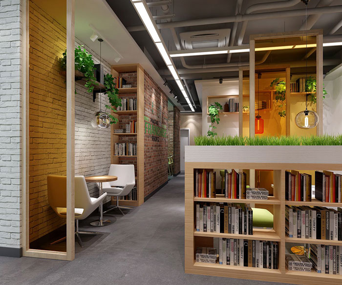 640平方中型辦公室閱讀區(qū)域裝修設(shè)計(jì)案例效果圖