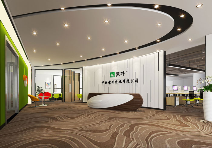 600平方乳業(yè)公司辦公室前臺軟裝設計效果圖