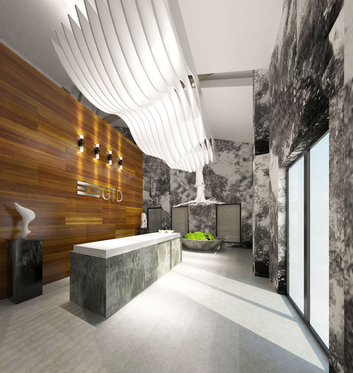 1000平方辦公室前臺軟裝設計方案效果圖