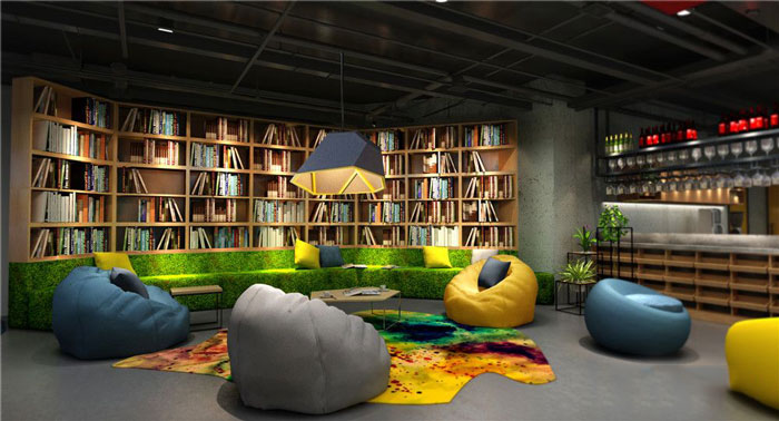 1300平方loft風(fēng)格辦公室休息區(qū)域裝修設(shè)計案例效果圖