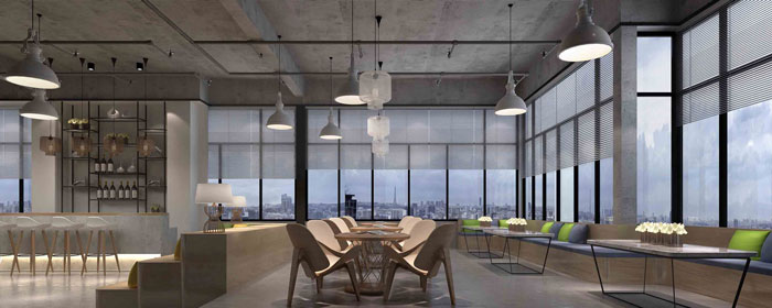 1000平方工業(yè)風(fēng)辦公室茶水間裝修設(shè)計案例效果圖