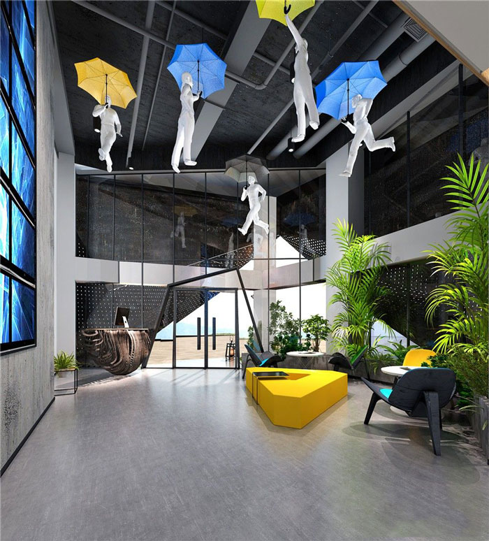 現(xiàn)代簡約辦公室前臺裝修設計效果圖