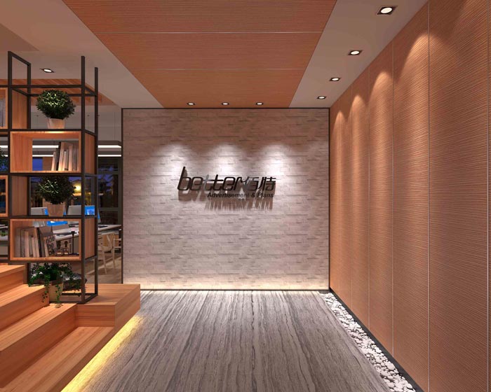 330平方創(chuàng)業(yè)公司辦公室前臺(tái)裝修設(shè)計(jì)案例效果圖