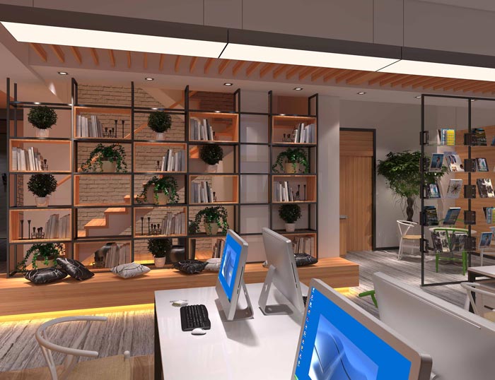 330平方創(chuàng)業(yè)公司辦公室展示區(qū)域裝修設(shè)計(jì)案例效果圖