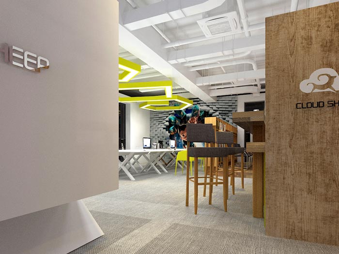 120平方設(shè)計工作室進門區(qū)域裝修設(shè)計案例效果圖