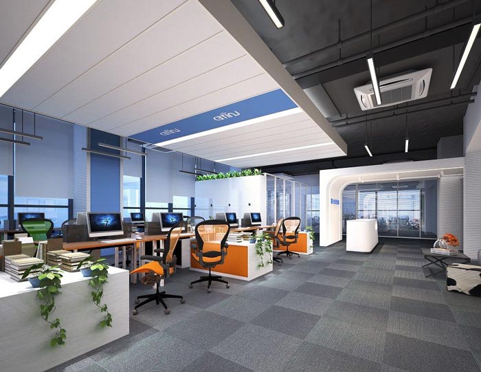 480平方現(xiàn)代簡(jiǎn)約辦公室進(jìn)門區(qū)域裝修設(shè)計(jì)案例效果圖