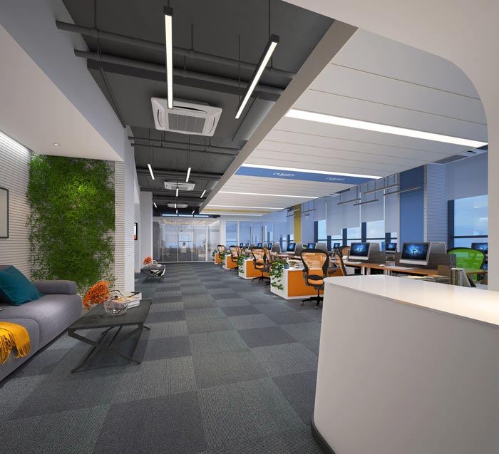 480平方現(xiàn)代簡(jiǎn)約辦公室動(dòng)線裝修設(shè)計(jì)案例效果圖