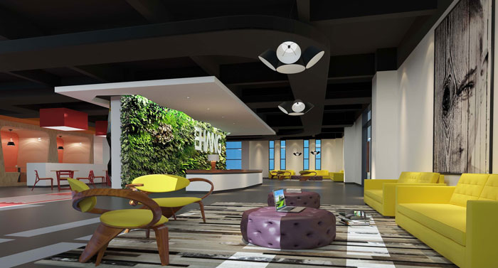 1800平方電子商務辦公室前臺裝修設(shè)計案例效果圖