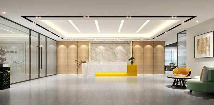 800平方金融公司辦公室前臺裝修設(shè)計(jì)案例效果圖