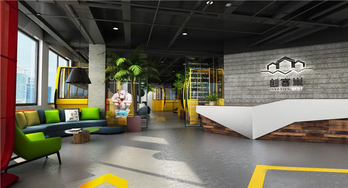 互聯(lián)網(wǎng)公司辦公室前臺裝修設(shè)計(jì)案例