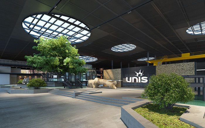 1800平方廠房辦公室前臺裝修設計案例效果圖