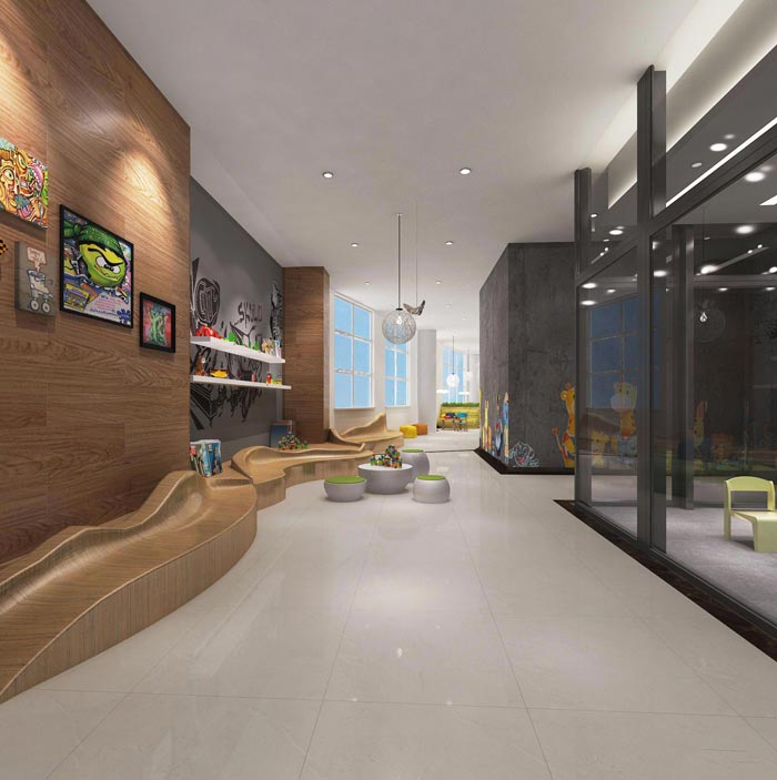 國際教育辦公室過道裝修設(shè)計案例效果圖