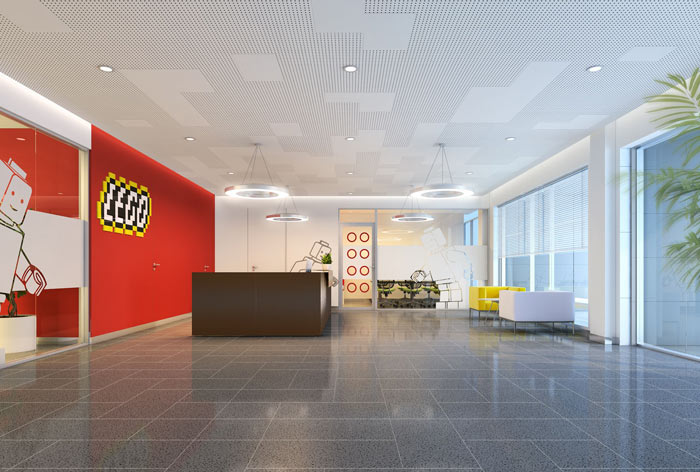 時尚簡約辦公室前臺裝修設(shè)計案例效果圖