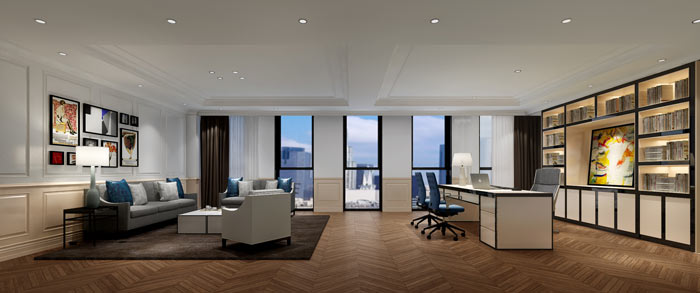 時尚簡約總經(jīng)理辦公室裝修設(shè)計案例效果圖