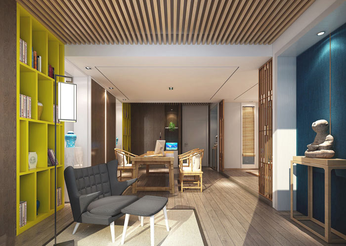 時尚簡約總經(jīng)理辦公室裝修設(shè)計案例效果圖