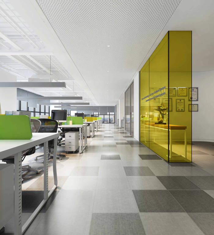 通信科技公司辦公室辦公區(qū)域裝修設計案例效果圖