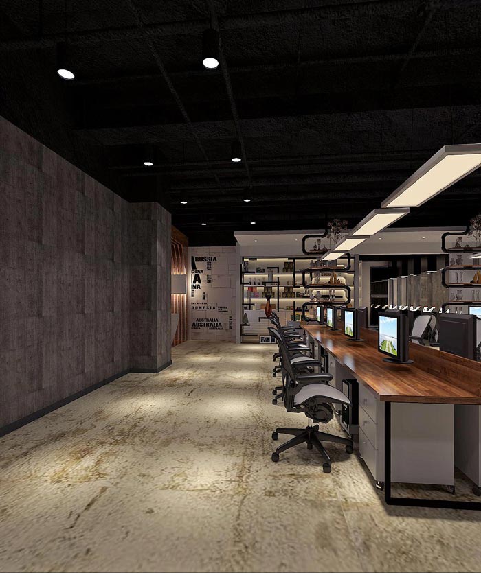 600平方科技公司辦公室辦公區(qū)域裝修設計案例效果圖