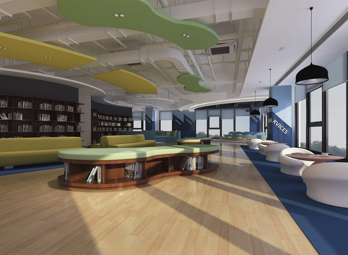 信息科技公司辦公室書吧裝修設(shè)計效果圖