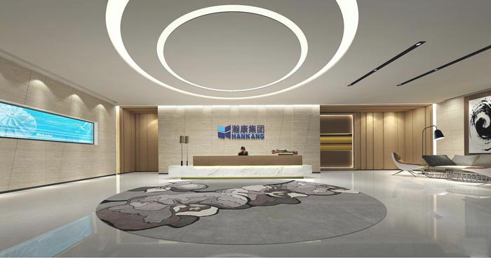 投資控股公司辦公室前臺裝修設(shè)計(jì)效果圖