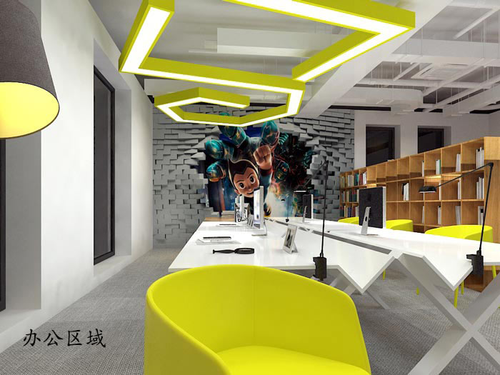 動(dòng)漫公司辦公室辦公區(qū)域軟裝設(shè)計(jì)方案效果圖