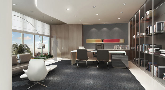 汽車互聯(lián)網(wǎng)公司總經(jīng)理辦公室裝修設計案例效果圖