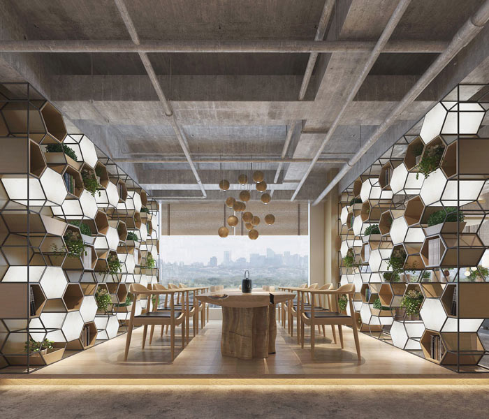 垂直電子商務辦公室交流區(qū)域裝修設計案例效果圖