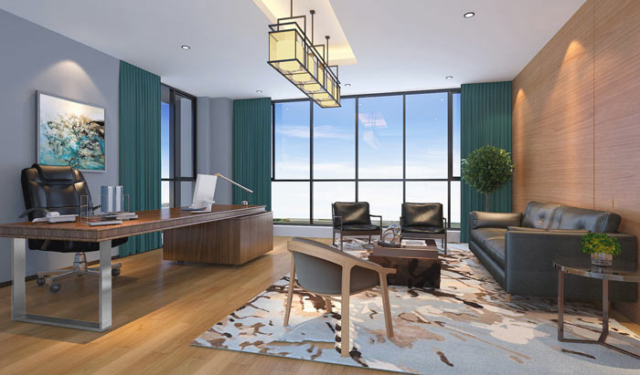 廣告?zhèn)髅焦究偨?jīng)理辦公室裝修設計案例效果圖