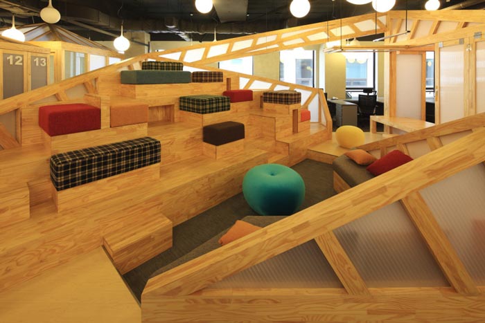 家具廠商辦公室休息區(qū)域內部裝修設計案例效果圖