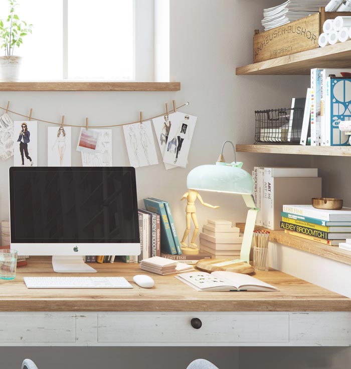 服裝設(shè)計工作室辦公桌裝修設(shè)計案例效果圖