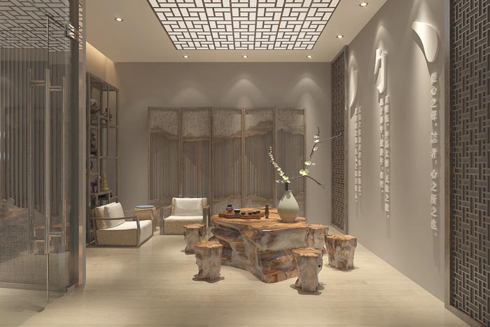 中式風(fēng)格辦公室洽談區(qū)域裝修設(shè)計(jì)案例效果圖