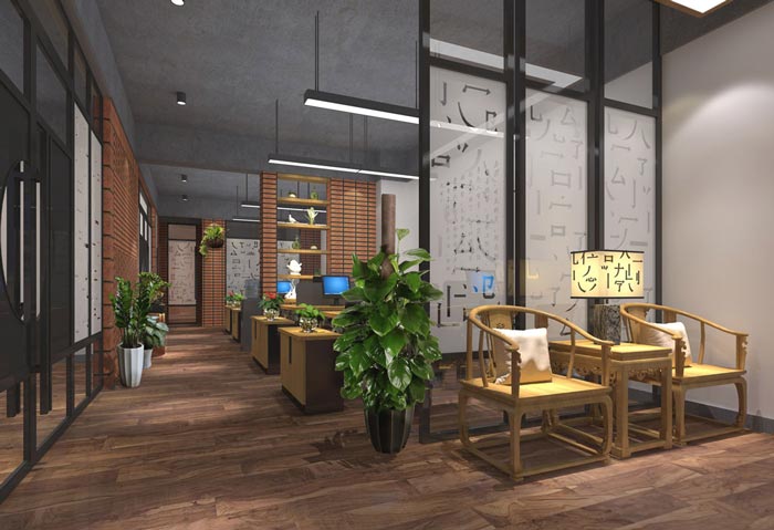 現(xiàn)代中式風(fēng)格辦公室辦公區(qū)域裝修設(shè)計(jì)案例效果圖