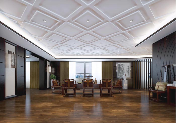 中式風(fēng)格房地產(chǎn)管理辦公室茶藝區(qū)裝修設(shè)計(jì)案例效果圖