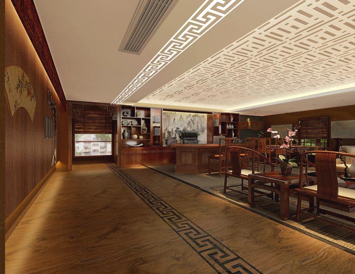 中式風(fēng)格辦事處總經(jīng)理辦公室裝修設(shè)計(jì)案例效果圖