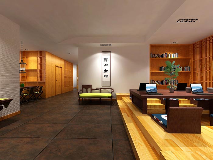 中式禪意租賃托管公司辦公室動(dòng)線裝修設(shè)計(jì)案例效果圖