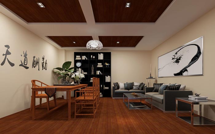 新中式loft風(fēng)格總經(jīng)理辦公室裝修設(shè)計(jì)案例效果圖