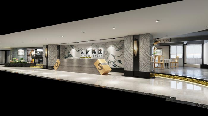 新中式禪意辦公室前臺裝修設(shè)計案例效果圖