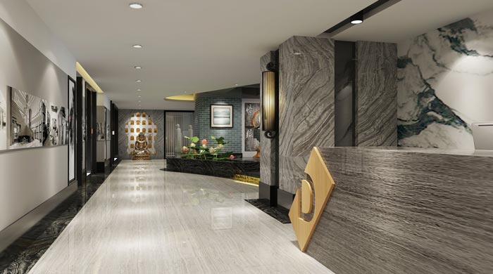 新中式禪意辦公室過道裝修設(shè)計案例效果圖