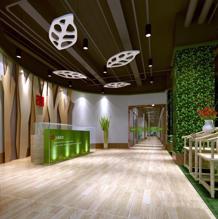 中式自然風(fēng)格辦公室前臺(tái)裝修設(shè)計(jì)案例效果圖