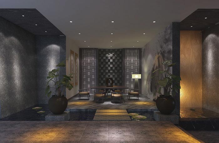 中式風(fēng)格投資公司辦公室接待區(qū)域裝修設(shè)計案例效果圖